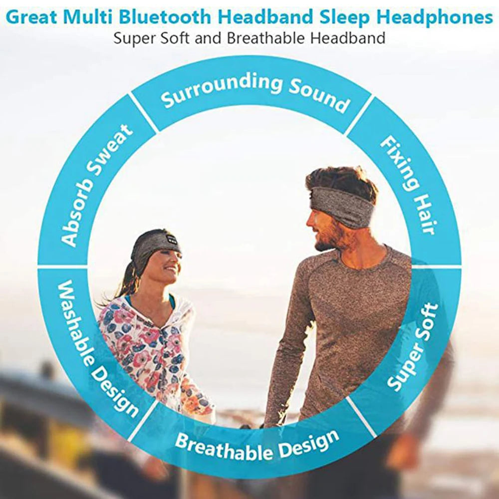 Experience Ultimate Comfort with Bluetooth-Compatible Sports Sleeping Headband - Wireless Music Eye Mask Headset